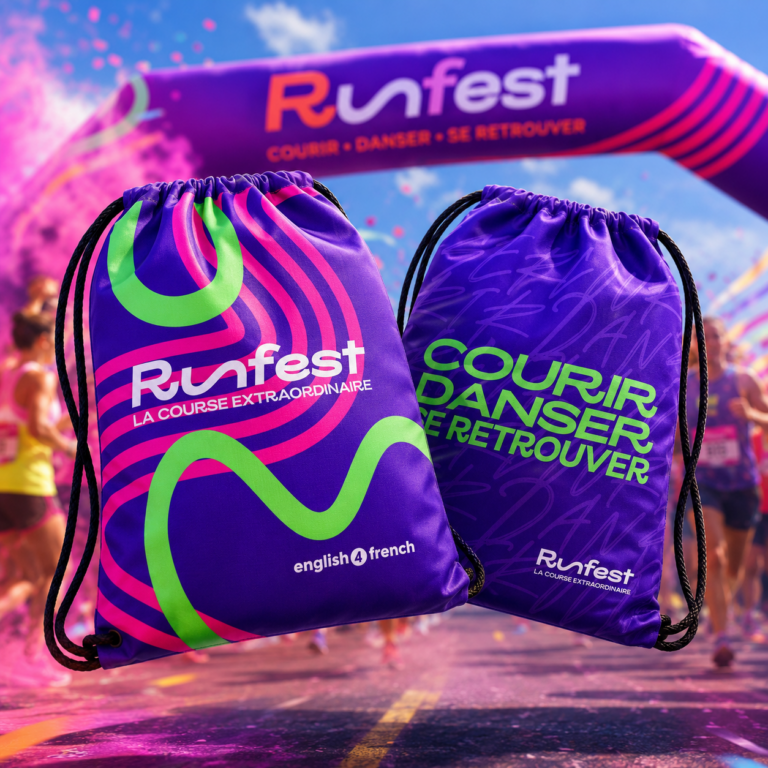 Personalisierte Turnbeutel für RUNFEST: Event-Merchandise für den echten Einsatz beim Laufevent